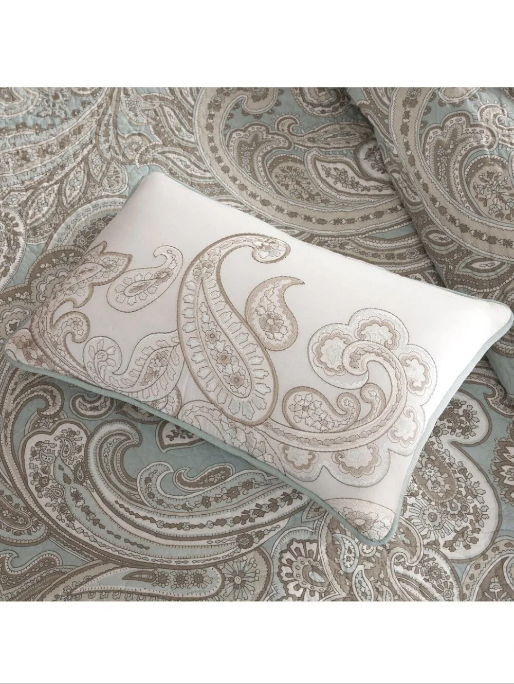 Madison Park Pure Ronan 100% Cotton Quilt Set - Casual Paisley Design,full/queen